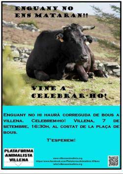 Cartell de la festa antitaurina que tindrà lloc el proper dissabte a Villena