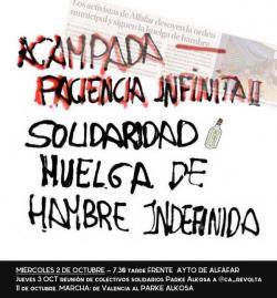 Cartell en solidaritatr amb la vaga de fam dels companys i companyes del Park Alkosa