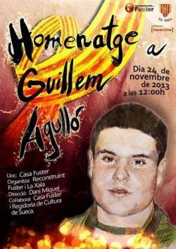 Cartell de l'homenatge a Guillem Agulló que tindrà lloc a Sueca