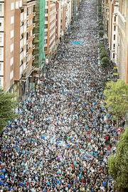 Imatge de la manifestació d'ahir dissabte a Bilbao