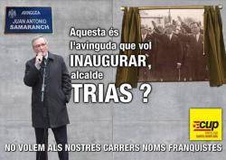Cartell de la campanya contra contra l?avinguda Juan Antonio Samaranch