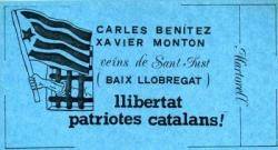 1982 Adhesiu demanant la llibertat de militants independentistes del Baix Llobregat