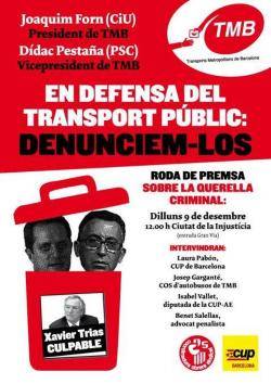 Querella contra  Joaquim Forn (CiU) i Dídac Pestaña (PSC), president i vicepresident rescpectivament de TMB