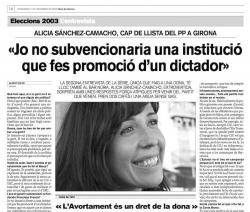 L'entrevista del Diari de Girona a Alicia S&aacute;nchez-Camacho, del 7 de novembre de 2003
