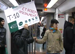 Protesta con l'augment del Transport Públic