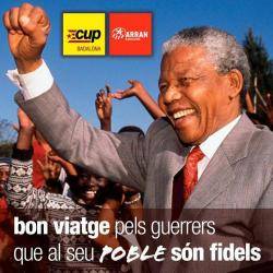 Cartell digital que d'Arran i la CUP que s'ha difós ràpidament a la xarxa, en record de Mandela