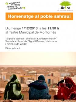 Cartell de l'acte de diumenge passat en solidaritat amb el poble saharaui