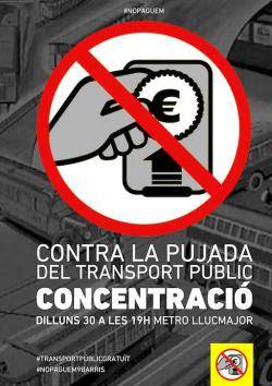 Concentració a Nou Barris de Barcelona contra la pujada del Transport Públic