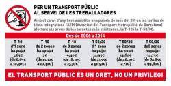 Quadre on es reflecteig l'augment de les tarifes del Transport Públic