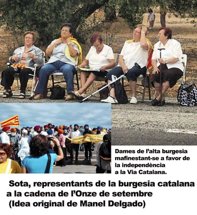 Dames de l'alta burgesia mafinestant-se a favor de la independència a la Via Catalana