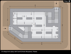 Plànol del refugi  antiaeri del Carril situat al subsòl de la plaça on el proper dia 4 de febrer la CUP Girona farà un acte commemoratiu en motiu del 75è aniversari dels bombardejos i locupació feixista de la ciutat (imatge extreta de la web "Pedres de G