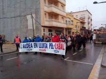 Pancarta de la PDE de l'Aldea a la manifestació de la PDE