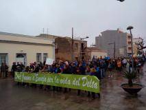 Pancarta de Sant Jaume d'Enveja a la manifestació de la PDE