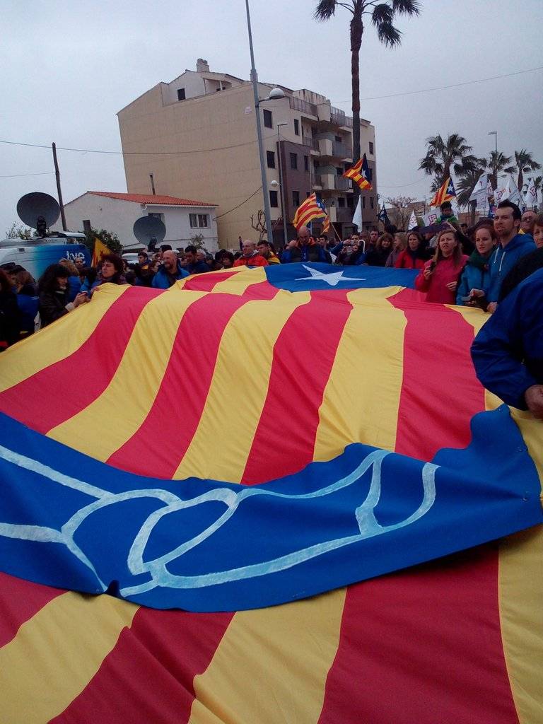 Estelada gegant a la manifestació de la PDE
