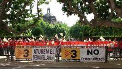 Treballadores contral l'externalització de TV3. Foto: www.catalunyapress.cat