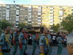 Fotografia de la processó de Divendres Sant a Badia amb la desfilada de la Legión