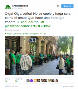 La PAH bloqueja 15 oficines del Banc Popular a Barcelona