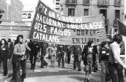 Pancarta dels dels Col·lectius d'Obrers en Lluita (COLL), sindicat independentista nascut el 1977