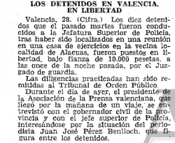 Notícia sobre l'alliberament dels detinguts d'Alquàs publicada al diari ABC el 29 de juny de 1975 