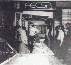 15/06/1984- Artefacte de Terra Lliure contra l'oficina de FECSA al barri de Sants a Barcelona.