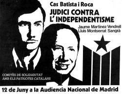 Cartell (un dels primers cartells dels CSPC) del judici contra Jaume Martínez Vendrell i Lluis Montserrat 