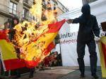 Crema d'una bandera espanyola en un acte independentista