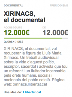 XIRINACS, el documental, aconsegueix l'objectiu de finançament