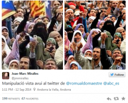 La fotografia  que va piular el periodista del diari ABC Romualdo Maestre poc després de l'Onze de Setembre