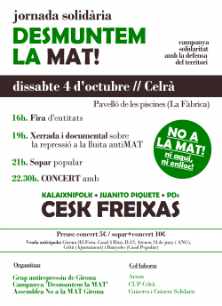 Cartell de la Jornada solidària "Desmuntem la MAT"