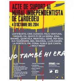 Cartell de l'acte en suport al Mural independentista de Cardedeu