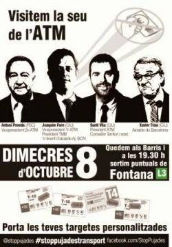 Concentració, 8 d'octubre  a les 19:30h a l'estació de Fontana (L3)