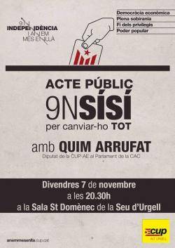Acte de la campanya pel Sí-Sí de la CUP Alt Urgell