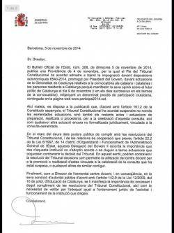 Carta amenaçant de Llanos de Luna al directors d'Institut
