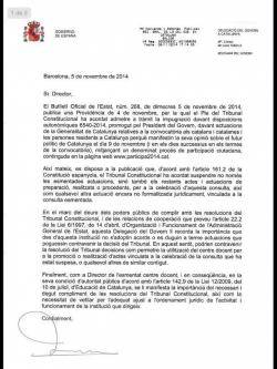 Carta amenaçant de Llanos de Luna al directors d'Institut
