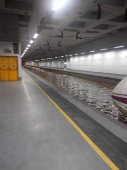 Estació del TGV de Girona inundada (fotografia: No ets de Girona sinó...)