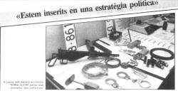 Imatge del material intervingut als escamots de Terra Lliure durant les detencions del gener de 1985