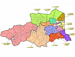 Mapa cantonal de Catalunya del Nord, octubre de 2014: La-Clau.net,  © IGN - BDCARTO