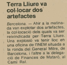 Notícia breu publicada al diari AVUI  el 12 de gener de 1986