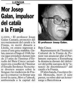 Josep Galán, defensor del català a la Franja