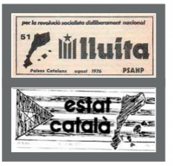 L'informe recull alguns cartells o capceleres de l'independentisme amb l'icona dels Països Catalans