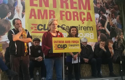 Maria José Lecha, Marta Rovira i David Fernàndez, a la presentació de la CUP-Capgirem Barcelona