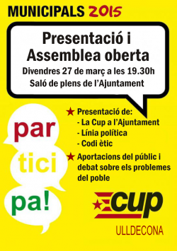 La CUP d?Ulldecona i Barris decideix presentar-se a les eleccions