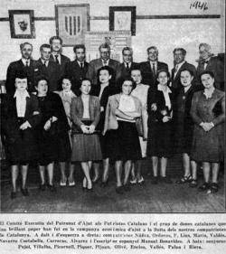 Imatge d'una trobada d'exiliats catalans a Mèxic l'any 1946; entre ells, Carreres i Palet