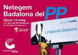 Guanyem Badalona en Comú encapçala una protesta sota el lema "Netegem Badalona del PP"