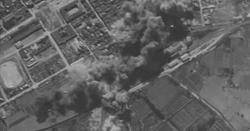 Bombardeig del Granollers gravat des dels avions feixistes des de l'aire