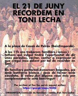 Trobada a Cassà de Pelràs en record a Toni Lecha