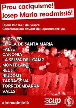 Comitè d'empresa, CUP i COS exigeixen la readmissió del Josep Maria