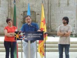 Les tres organitzacions independentistes van signar ahir a Santiago de Compostela la Declaració de Bonaval (Imatge: BNG)