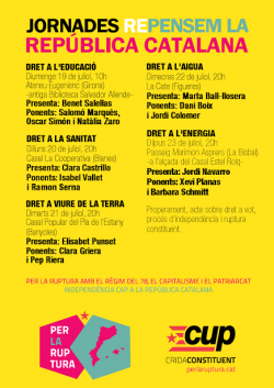 La CUP-Crida Constituent organitza les jornades [Re]Pensem la República Catalana a Girona