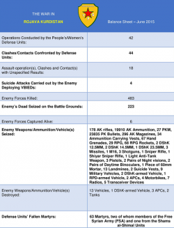 Les Yekîneyên Parastinê Gel (Unitats de Defensa Popular, YPG) han emès el balanç dels combats a Rojava